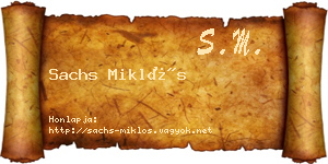 Sachs Miklós névjegykártya